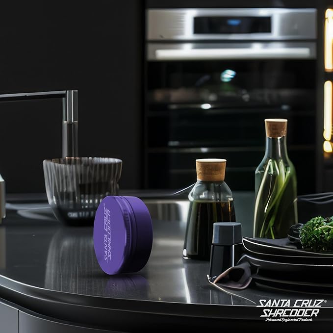 Santa Cruz Shredder Metal Spice and Herb Grinder Knurled Top for Stronger Grip 2-Piece 2.7" (Purple)