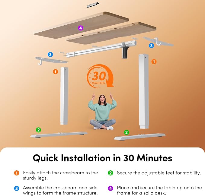 FEZIBO Standing Desk 48 × 24 Inch Electric Height Adjustable, Maple | Sit and Stand Up Adjustable Desk, Home Office Computer Desk with 3 Customizable Memory Presets