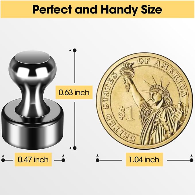 60 Pack Magnetic Push Pins, Black Strong Fridge Magnets | Whiteboard Magnets, Refrigerator Magnets, Dry Erase Board Magnets for Fridge, Whiteboard, Office, Classroom, Kitchen, Map