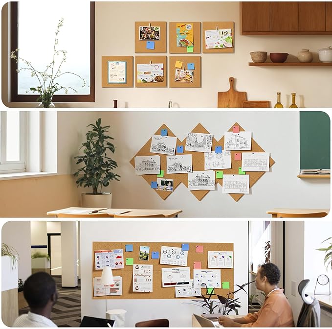 MaxGear 60" x 48" Large Cork Board for Wall, 20 Pack Cork Board Tiles with 40 Pushpins & Safe Removable Adhesive Tabs, 12" x 12" Corkboards for Office, School, Home