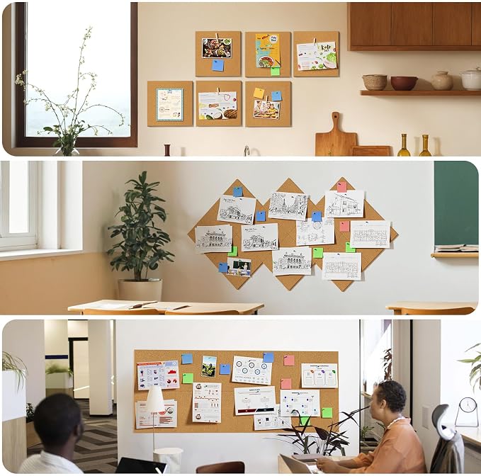 MaxGear 60" x 48" Large Cork Board for Wall, 20 Pack 12" x 12" Tiles | Self-Healing Natural Cork; Includes 40 Pushpins & Removable Adhesive Tabs; Flexible Board for Office, School & Home