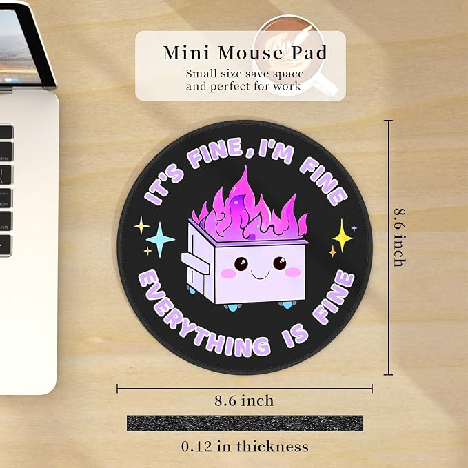 Hancynir 2Pcs Dumpster on Fire Mouse Pad, Funny Mousepad for Desk 8.6 in | Mouse Mat for Computer, Non-Slip Rubber Base, Office Desk Decor, Gifts for Work Coworker Teacher, 8.6 Inch, Stitched Edges