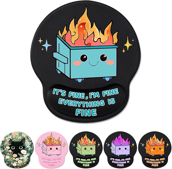 Hancynir Dumpster on Fire Ergonomic Mouse Pad with Wrist Support Desk Decor | Gel Mouse Pads Wrist Rest, Cute Funny Comfortable Computer Mousepad, for Gaming Laptop Work Home Accessories Office Supplies