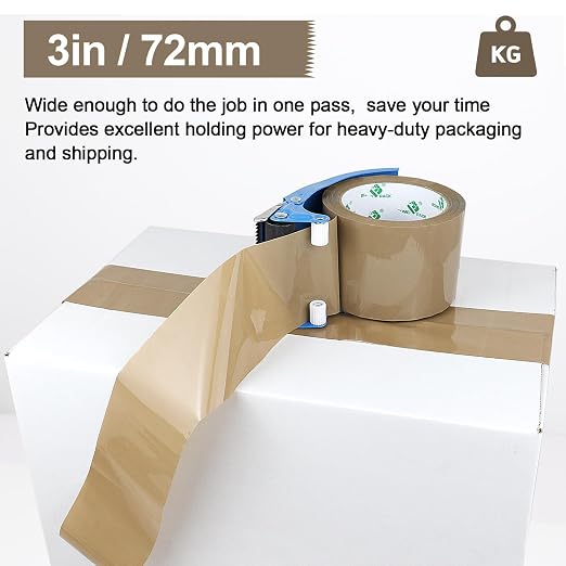 BOMEI PACK Brown Packing Tape 3 inch Wide, 12Rolls Heavy Duty Brown Packing Tape Refills Rolls for Moving Boxes, Shipping and Storage, 2.7 Mil x 60 Yards