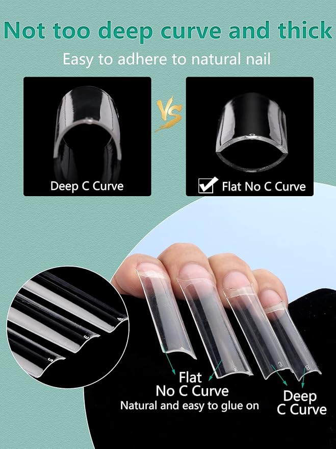 LIONVISON 3XL Square Nail Tips: Individual Size 3 4 5 6 Nail Tips | 200PCS No C Curve XXXL Extra Long - Half Cover Straight Tapered Square Nails Tip 4 Mostly Used Sizes for Home DIY