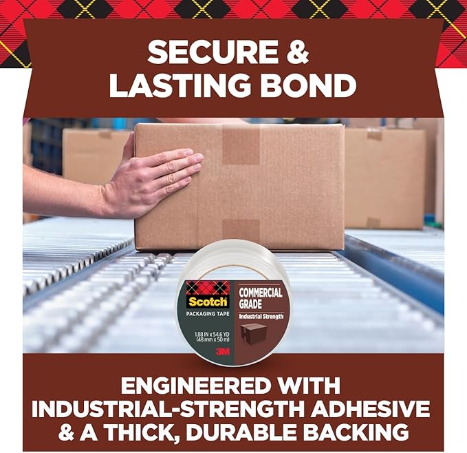 Scotch® Commercial Grade Shipping Packaging Tape 1.88 in x 54.6 yd with Heavy Duty Dispenser