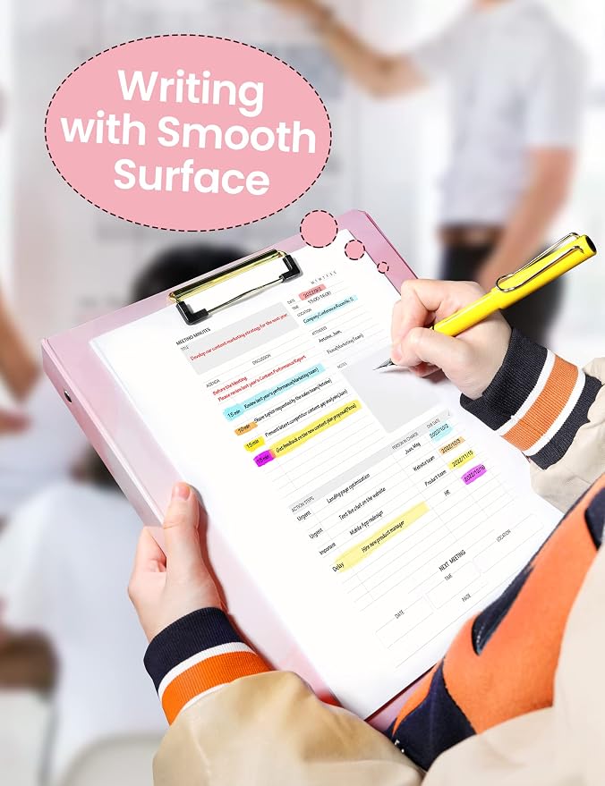 SUNEE Pink Marble 1 Inch 3 Ring Clipboard Binder with Dividers, Letter Size
