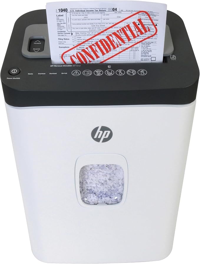 HP - Micro Cut Paper Shredder, 12-Sheet Manual, 150-Sheet Auto Feed | Micro Cut High Security Shredding, Auto Feed And Manual Capacity, Continuous Performance, Large Capacity, Rolling Casters