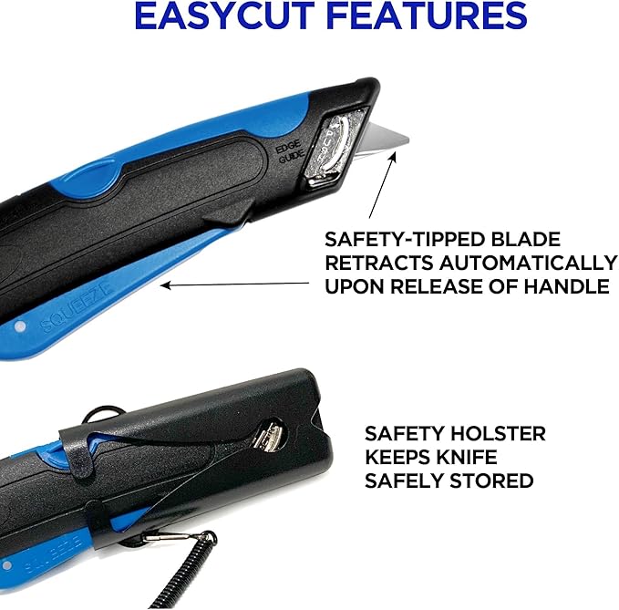Garvey 091524 Safety Cutter with Holster, Black/Blue
