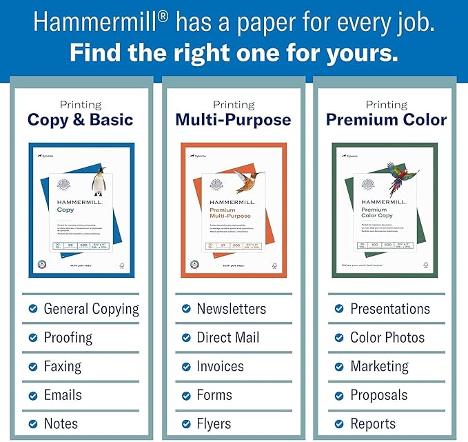 Hammermill Printer Paper, Premium Laser Print 32 lb, 8.5 x 11-98 Bright, Made in The USA, 104646R - 1 Ream (500 Sheets)