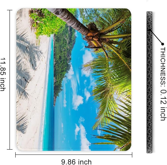 Auhoahsil Mouse Pad, 12 x 10 in Summer Beach Theme Computer Mouse Pad for Desk, Premium-Textured Non-Slip Rubber Stitched Edges Waterproof Square Mouse Mat for Gaming Work Wireless Mice, Blue