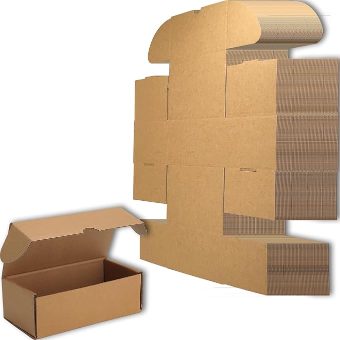 4x3x2 Shipping Boxes Set of 50, Brown Mailer Corrugated Cardboard Box | for Packaging, Literature, Packing, Mailing, Storage, Small Business, Moving, Gift, Supplies, Quick Fold, Tab Locking