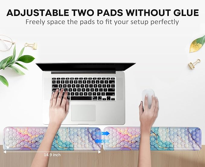 JIKIOU L-Shaped Desk Elbow Pad for Desk 2 Pack, Soft Memory Foam Elbow Support Padding with Non-Slip Base, Easy Typing Pain Relief Comfort for Office Work Gaming Marble Blue