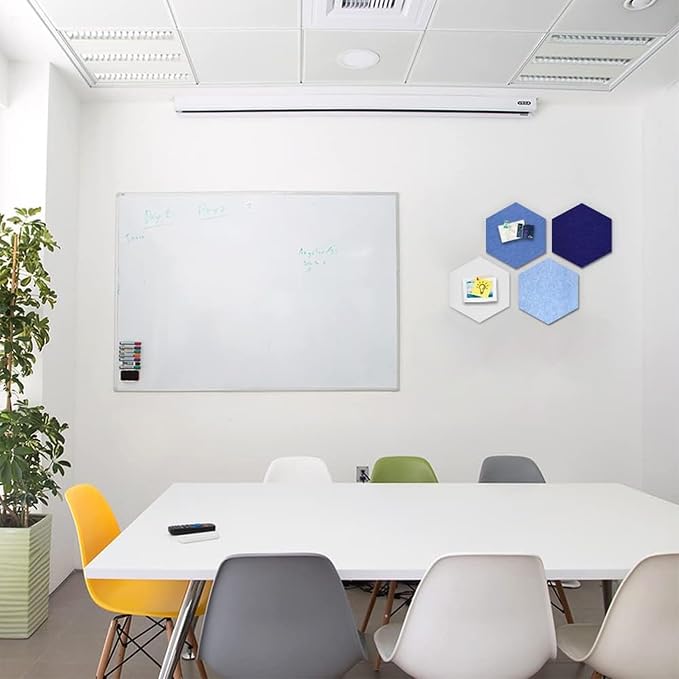4 Pack Hexagon Felt Bulletin Board Tiles - 12" Large Thick Pin Board for Walls with 30 Push Pins, DIY Boards for Office Home School Decor, Aesthetic Hex Cork Board Alternative