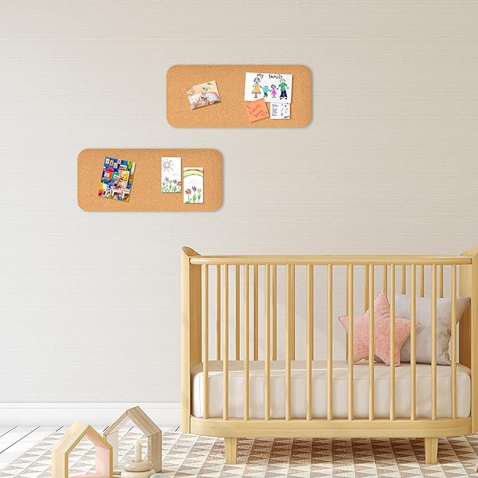 4 PCS 12.5"*5.5" Self-Adhesive Cork Board, 1/2"(12mm) Thick Cork Boards for Walls, 1 Pack 12.5"*5.5" Bulletin Board, Cork Board Tiles for Office, Home, School (4PC)