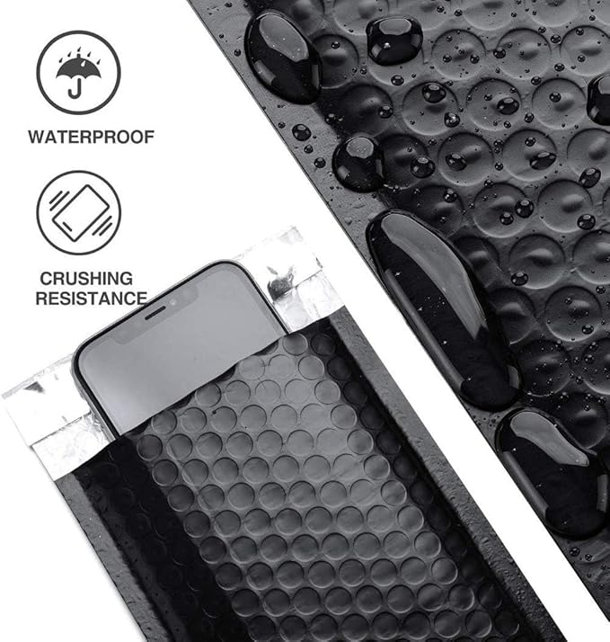 FCLMHD bubble mailers 4x8 100pack waterproof envelopes 4x6 bubble mailers Shipping Envelopes Bags black padded envelopes for Small Business, Envelope Mailers（100 4x8)