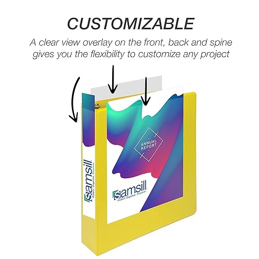 Samsill Durable 1.5 inch 3 Ring Binder, D Ring Binder, 100% Recycled Chipboard, Yellow