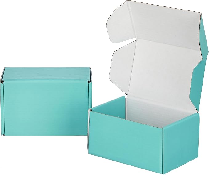 50 Pack 6x4x3 inches Shipping Boxes Teal, Corrugated Small Cardboard Boxes for Mailing Packing