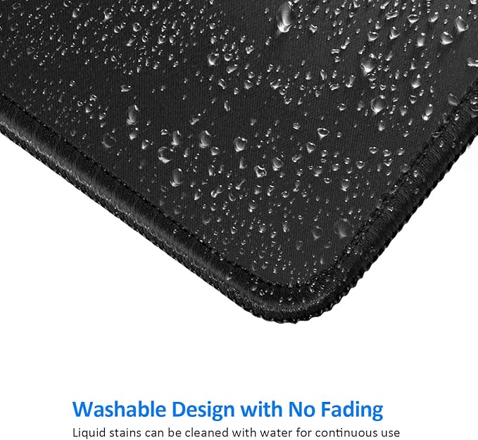 JIKIOU Mouse Pad with Non-Slip Rubber Base, Premium-Textured & Washable Computer Mousepad with Stitched Edges, Mouse Pads for Computers, Laptop, Gaming, Office & Home, 10.2 x 8.3 in, Black