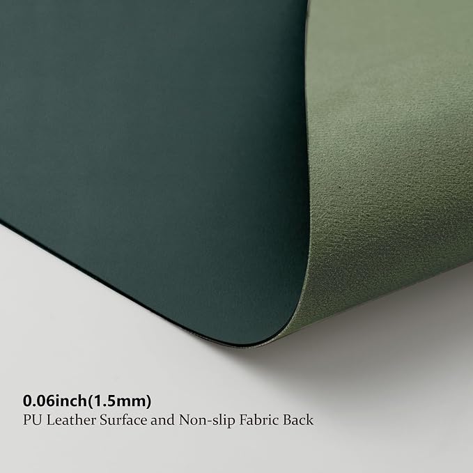 HOMIEAZICOZI Leather Desk Mat - Non-Slip PU Pad for Office and Home Organization Accessories Ideal Large Mouse Mats on Top of Desks (Dark Green,36''x 17'') (DPD-DG-L)