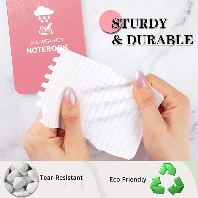 COIDEA Waterproof Notebook, 4 Pack 3" x 5" Top-Spiral Pocket Notepad | Weatherproof NotePad, All Weather Police Pocket Notebook Little Memo Steno Note Pads for Outdoor Office School