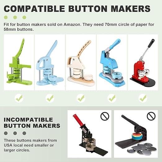1.732" Button Paper Cutter Graphic Punch Die Cutter for 1.732" Buttons, 2.126" Circle Cutter Round Paper Cutter