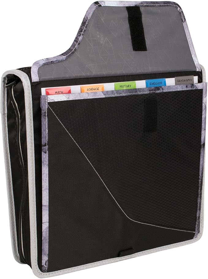Five Star Zipper Binder, 3 Inch 3-Ring Binder, Expandable Plus Removable Padded Device Case and Expanding File, 700 Sheet Capacity, Includes Multi-Use Strap, Black/Gray (29296IT8) (Pack of 2)