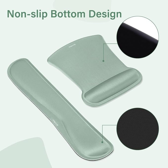 MOSISO Keyboard Mouse Pad Set, Large Gaming Mousepad&Keyboard Wrist Rest | Mouse Wrist Rest&Coaster, Ergonomic Non-Slip Mousepad&Easy Typing Cushion with Memory Foam for Home Office, Antique Green