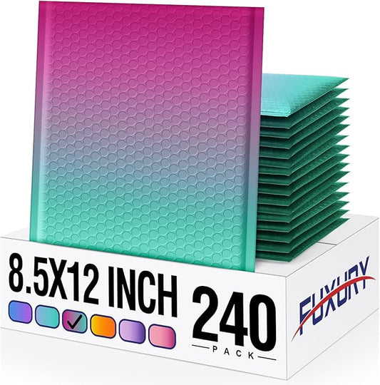 Fuxury Bubble Mailers 8.5x12" 240 Pack Padded Envelopes Usable Size 8.5x11"Thick Mailing Envelopes Bubble Opaque Padded Mailers Shipping Bags for Mailing Jewelry Makeup Small Business #2PinkGreen
