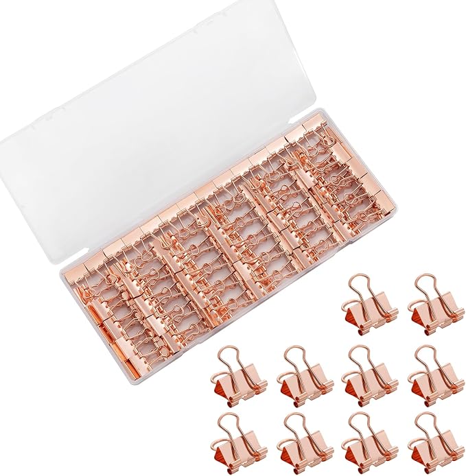 120 Pack Mini Binder Clips, Binder Clips, Small Paper Clips 15mm 5/8 Inch. Micro Size Office Clips for Home School Office and Business (Rose Gold)
