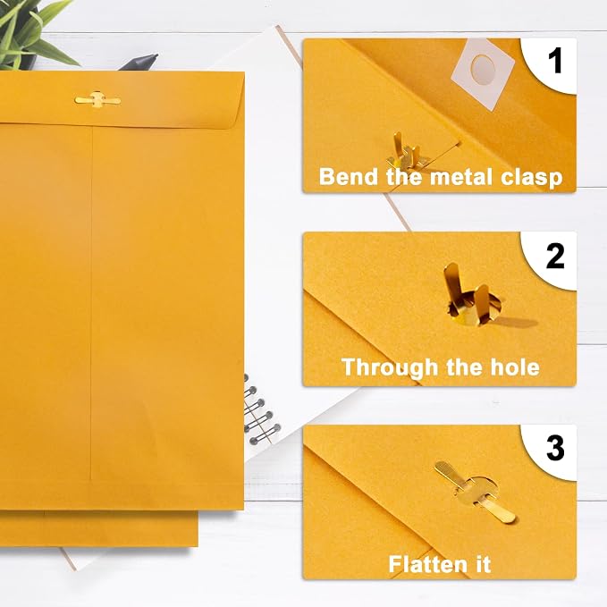 Goefun Small Manilla Envelopes 5 x 7.5 inch, 100 Pack | Clasp Closure, Gummed Seal, For Mailing, Photos & Storage