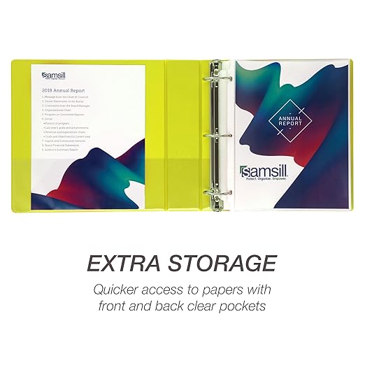 Samsill 2 Inch 3 Ring Binders, Economy Round Ring, Clear View Cover, 425 Sheet Capacity - for School, Home, Office - Yellow, 12 Pack
