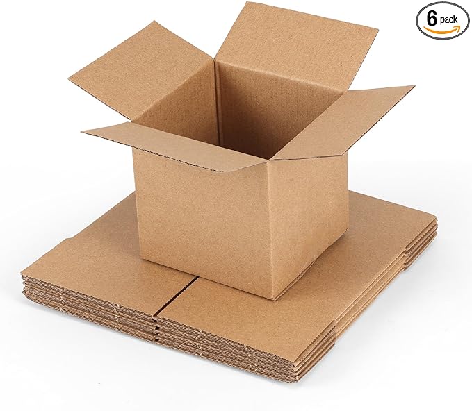 ZBEIVAN Shipping Boxes Mailers 4x4x4 inches Corrugated Cardboard Small Packing Kraft Moving Mailing Box, Pack of 6