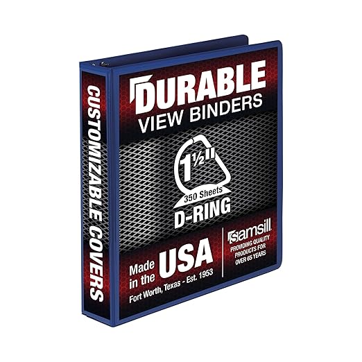 Samsill Durable 1.5 inch 3 Ring Binder, D Ring Binder, 100% Recycled Chipboard, Blue