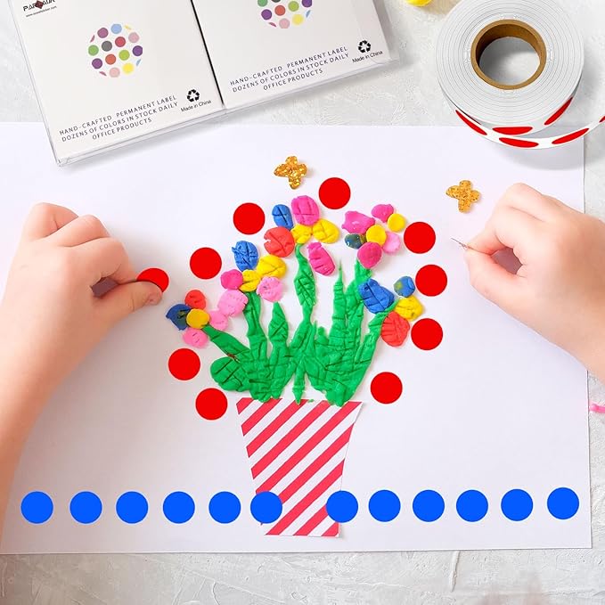 PARLAIM 1/2" Circle Dot Stickers 2 Rolls Pack 2000 Color Coded Labels for Home Commerce Business, Red + Blue