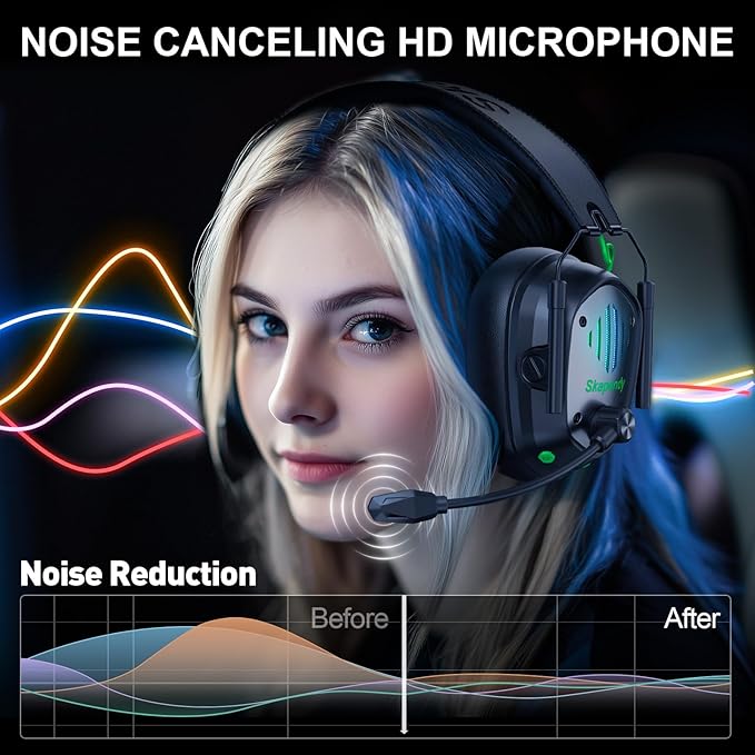 Wireless Gaming Headset for PS5, PS4, PC, Switch – 2.4GHz & Bluetooth Headphones with Mic, 20ms Low Latency, 3D Stereo Sound, ENC Noise Canceling, RGB Lighting, 50H Battery Life