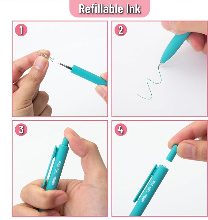 Mr. Pen- Retractable Gel Pens, 24 Pack, Fast Dry, Gel Pens Fine Point 0.7mm, Retractable Pens, Cute Pens