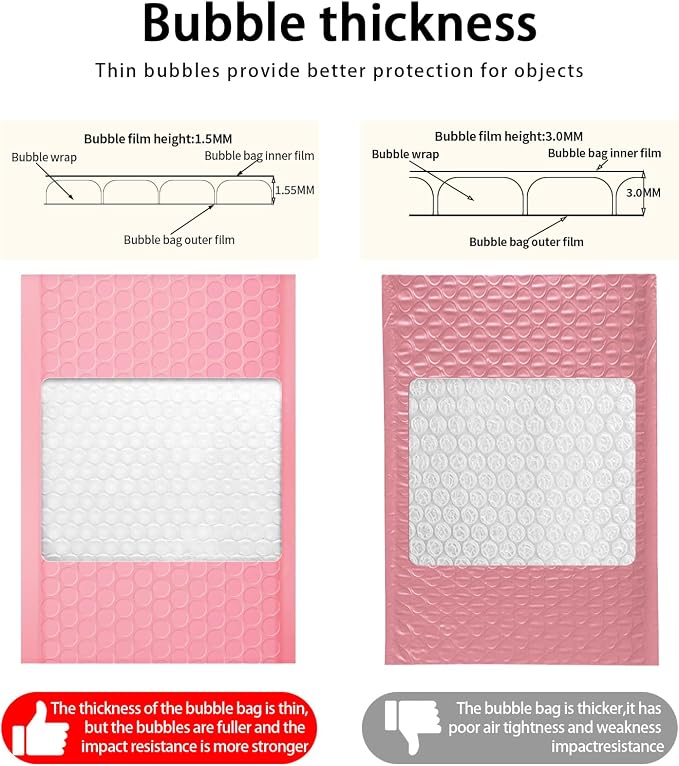 packbabol Bubble Mailers, 4x7 Inch Padded Bubble Mailers Pack of 100 Bubble Envelopes Opaque Self Seal Adhesive Waterproof Bags for Shipping and Packaging (Pink, 4x7-100)