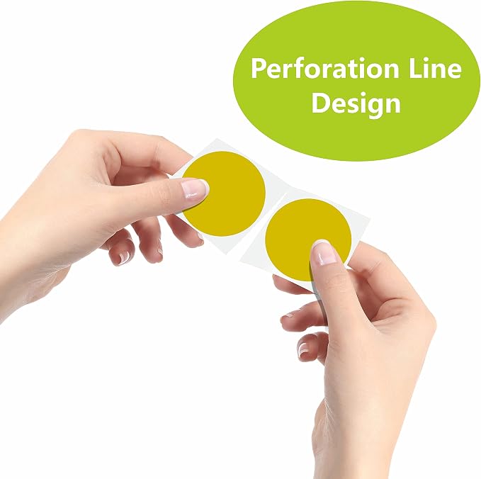 1500 PCS Gold Round Color Coding Circle Dots Inventory Stickers Labels with Perforation Line in Roll (Each Measures 1" in Diameter)