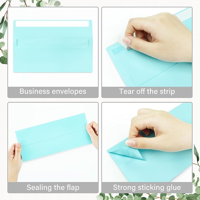 200 Pack #10 Light Blue Envelopes Letter Size Self Seal Business Envelopes | Security Mailing Envelopes, 4 1/8 x 9 1/2 Inches