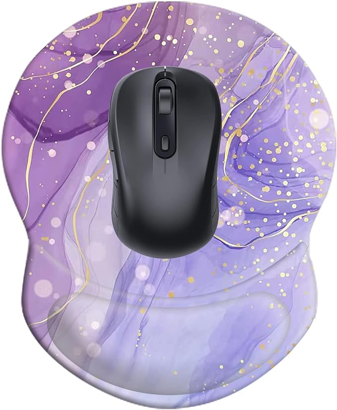 Mouse Pad with Wrist Support, Non Slip Mousepad Wrist Rest for Office, Computer, Laptop & Mac-Comfortable & Lightweight Ergonomic Support Mouse Mat(DL-Purple Fashion Marble-4)