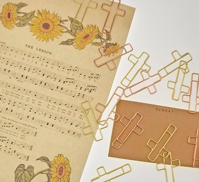 50 PCS Cross Paper Clips, Bible Study Supplies Bible Stuff Things Accessories Christian Bookmark Clips Bulk