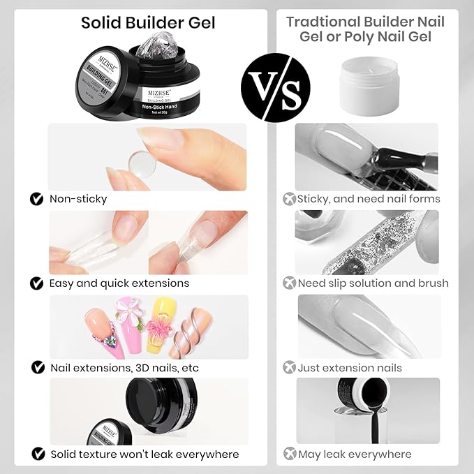 MIZHSE 30g 3D Gel Nail Art Sculpting Gel and 15g Rhinestone Glue, Clear Solid Builder Gel for Nails Hard Nail Builder Gel 3D Molding Gels Non-Sticky U V LED Nails Charm Glue 3D Art Salon Home DIY