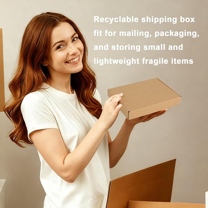 MEBRUDY 7x5x1 Inches Shipping Boxes Pack of 100, Small Corrugated Cardboard Box for Mailing Mailer Packing, Brown