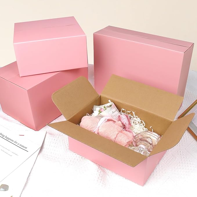 Pink Shipping Boxes Medium 9x6x4 Inches, 30 Pack Corrugated Cardboard Boxes for Packaging Small Business Mailing