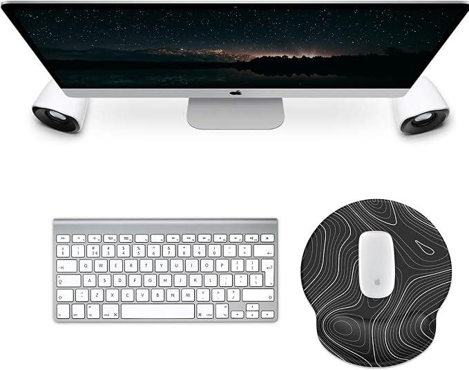 Mouse Pad with Wrist Rest, Comfortable Computer Mousepad with Gel Wrist Support Smooth Surface and Non-Slip PU Base for Pain Relief, Laptop, Office & Home (Black Line)