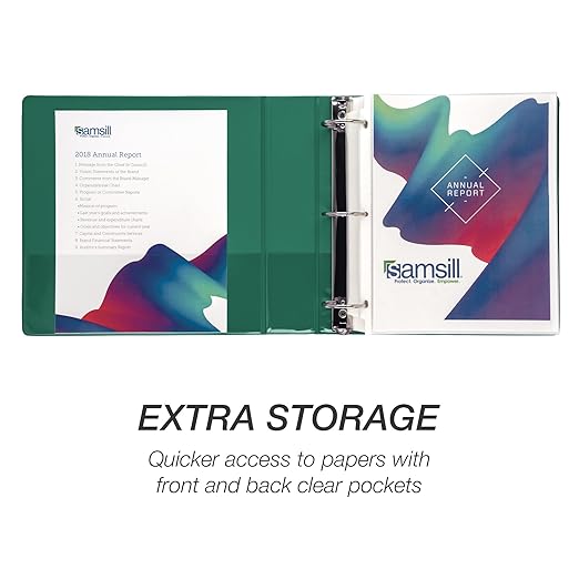 Samsill 2 Inch 3 Ring Binder, Economy Round Ring, Clear View Cover, 425 Sheet Capacity - for School, Home, Office - Forest Green