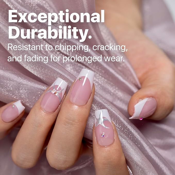 SXC Cosmetics French Tip Press On Nails Pink Short Coffin 160 Pieces in 16 Sizes Ultra Fit with Pre-applied Tip Primer and Base Coat, No Need to File Fake Nails for Nail Art DIY X-Pro Tips