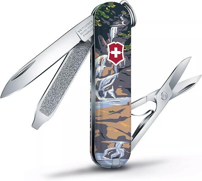 Victorinox Classic SD Swiss Army Knife, Compact, 7 Functions, Swiss Made Pocket Knife with Small Blade, Screwdriver and Key Ring - Shenandoah National Park