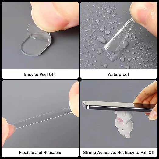 100 Pcs Sticky Tack Mounting Putty Museum Gel, Removable Non-Marking Adhesive Dots Clear Double Sided for Crafts Balloons Festival Home Office Party Decorations (0.31" X 0.51")